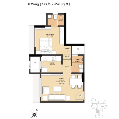 1 bhk apartment in malad west - layout